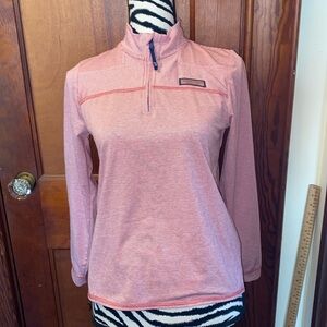 Vineyard Vines Sankaty red and white striped 1/4 zip shep shirt size large